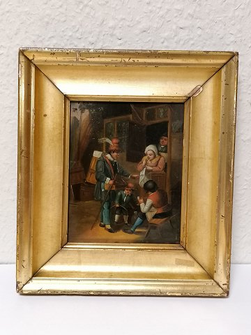 19th century painting oil on lead plate