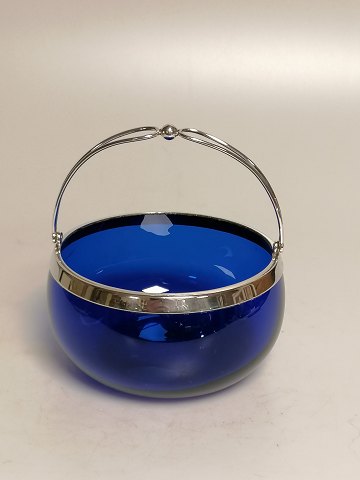 Sukkerskål af blå glas med sølvmontering 830s 
Sv.T. Svend Toxværd