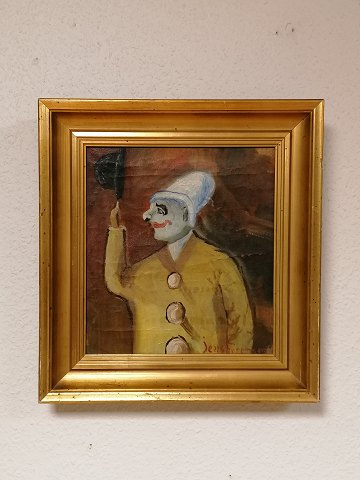 Jens Sørensen oil on canvas Composition with clown