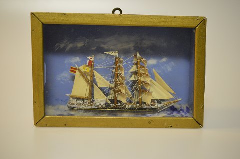 Sailing ship built into cigar box