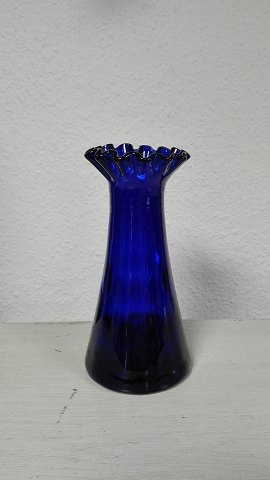 Blue Hyacinth glass with wavy top edge probably Norway.