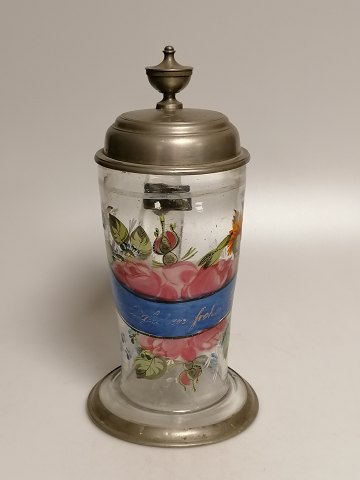 Enamel-decorated beer mug