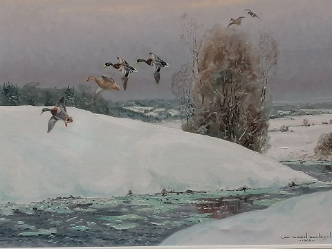 Leif Ragn Jensen winter landscape with 
entrepreneurs 1968